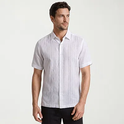 Cubavera Mens Short Sleeve Regular Fit Button-down Shirt In White