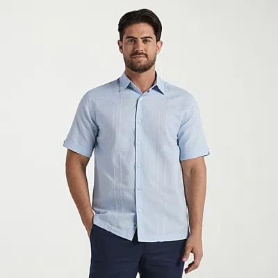 Cubavera Mens Short Sleeve Regular Fit Embroidered Button-down Shirt In Blue
