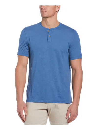 Cubavera Mens Tagless Slub Henley Shirt In Blue