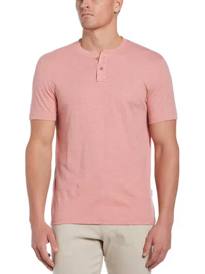 Cubavera Mens Tagless Slub Henley Shirt In Pink