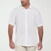 Cubavera Pick Stitch Mens Short Sleeve Regular Fit Big And Tall Button-down Shirt In White