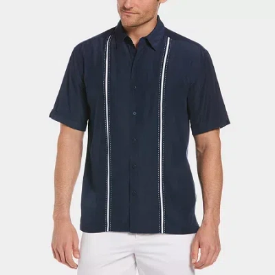 Cubavera Pick Stitch Mens Short Sleeve Regular Fit Button-down Shirt In Blue