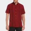 Cubavera Pick Stitch Mens Short Sleeve Regular Fit Button-down Shirt In Red