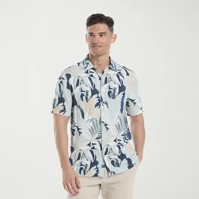 Cubavera Tropical Print Mens Short Sleeve Regular Fit Button-down Shirt In Multi