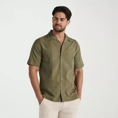 Cubavera Variegated Seersucker Stripe Mens Short Sleeve Regular Fit Button-down Shirt In Green
