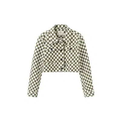 Cubic Retro Checkerboard Short Jacket In Green