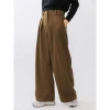 CUBIC WIDE LEG DOUBLE PLEATED TROUSERS