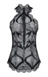 Cucculelli Shaheen Amor Halter Lace Top In Black