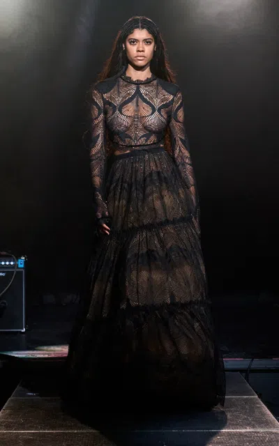Cucculelli Shaheen Amor Lace Gown In Black