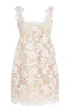Cucculelli Shaheen Cactus Rose Lace Tulle Gown In White