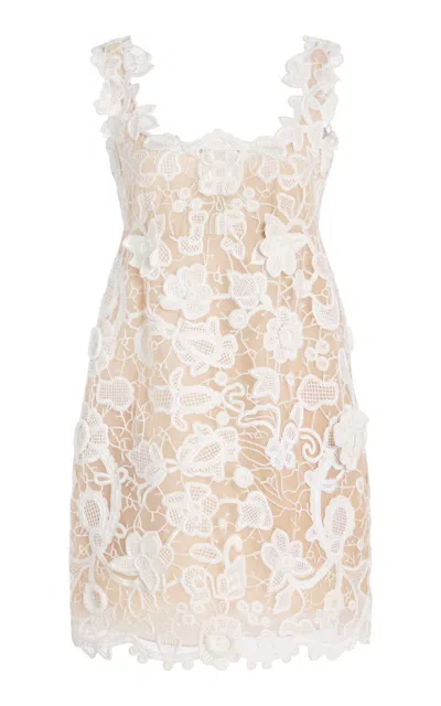 Cucculelli Shaheen Cactus Rose Lace Tulle Gown In White