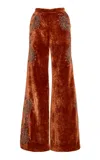 Cucculelli Shaheen Carnelian Metal Paisley Pants In Red