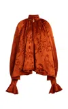 Cucculelli Shaheen Carnelian Silk Jacquard Paisley Top In Orange
