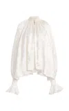 Cucculelli Shaheen Chantilly Silk Jacquard Top In White