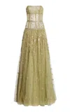 Cucculelli Shaheen Constellation Jade Tulle Maxi Dress In Green