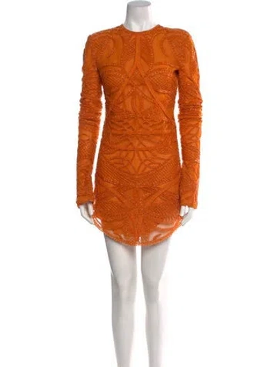 Pre-owned Cucculelli Shaheen Crew Neck Mini Dress In Orange