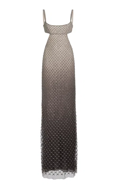 Cucculelli Shaheen Degradé Smoke Tulle Rete Dress In Gray