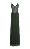 Cucculelli Shaheen Dentelle Tulle Maxi Dress In Green