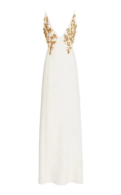 Cucculelli Shaheen Embellished Silk Gown In White