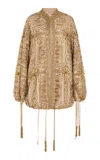 Cucculelli Shaheen Embellished Silk Organza Bomber Jacket In Gold