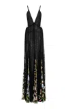 Cucculelli Shaheen Embroidered Lace Tulle Gown In Black