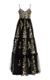 Cucculelli Shaheen Embroidered Lace Tulle Gown In Black