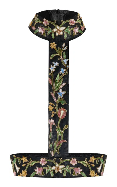 Cucculelli Shaheen Embroidered Silk Harness In Black