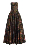 Cucculelli Shaheen Floral Jacquard Maxi Dress In Black