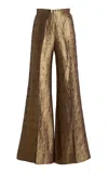 Cucculelli Shaheen Geometric Jacquard Tuxedo Pants In Gold