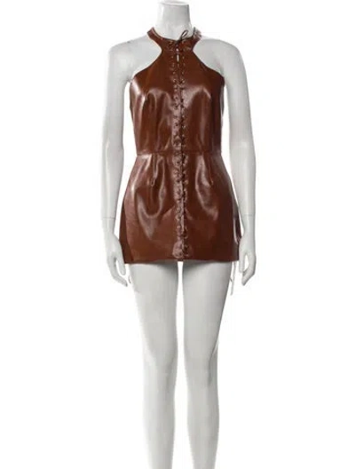 Pre-owned Cucculelli Shaheen Halterneck Mini Dress In Brown