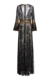 Cucculelli Shaheen Lace Hera Constellation Fil-coupé Maxi Dress In Black