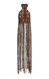 Cucculelli Shaheen Leather Macrame Top In Brown