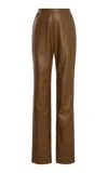 Cucculelli Shaheen Leather Skinny Pants In Brown