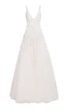 Cucculelli Shaheen Lily Of The Valley Tulle Gown In White
