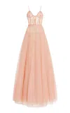 Cucculelli Shaheen Medallion-embellished Tulle Gown In Pink