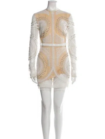 Pre-owned Cucculelli Shaheen Mesh Mini Dress In Neutral