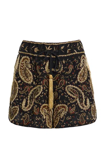 Cucculelli Shaheen Metal Paisley Tulle Shorts In Multi