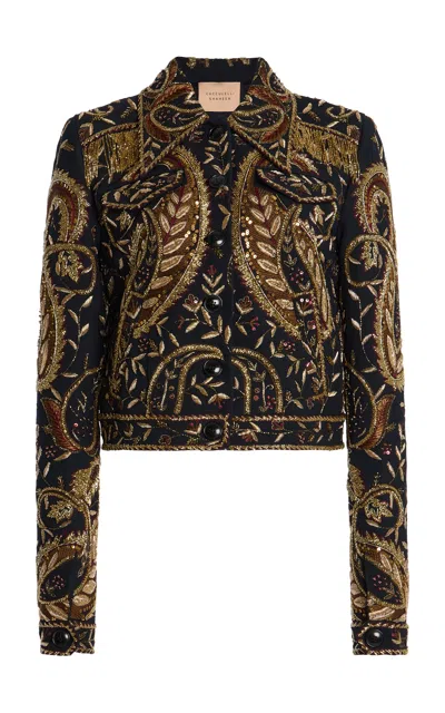 Cucculelli Shaheen Metal Paisley Wool-silk Jacket In Multi