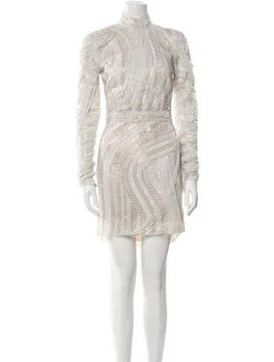 Pre-owned Cucculelli Shaheen Mock Neck Knee-length Dress In Neutral