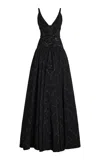 Cucculelli Shaheen Noir Jacquard Maxi Dress In Black