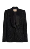 Cucculelli Shaheen Noir Jacquard Tuxedo Blazer In Black
