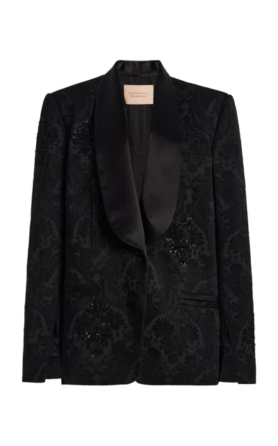 Cucculelli Shaheen Noir Jacquard Tuxedo Blazer In Black