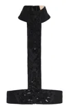 Cucculelli Shaheen Noir Jacquard Tuxedo Halter In Black