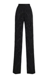 Cucculelli Shaheen Noir Jacquard Tuxedo Pants In Black