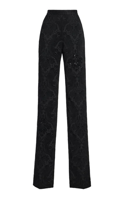 Cucculelli Shaheen Noir Jacquard Tuxedo Pants In Black