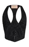 Cucculelli Shaheen Noir Jacquard Tuxedo Vest In Black