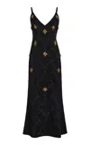 Cucculelli Shaheen Noir Sunray Medallion Jacquard Midi Dress In Black