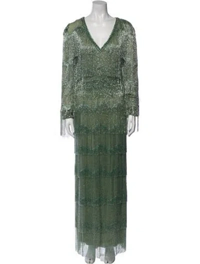 Pre-owned Cucculelli Shaheen Nylon Long Dress In Green