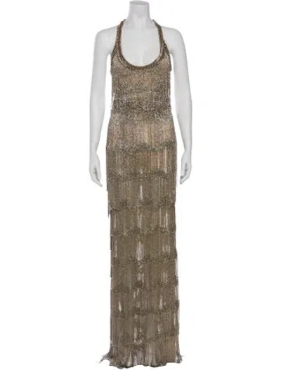 Pre-owned Cucculelli Shaheen Nylon Long Dress In Neutral