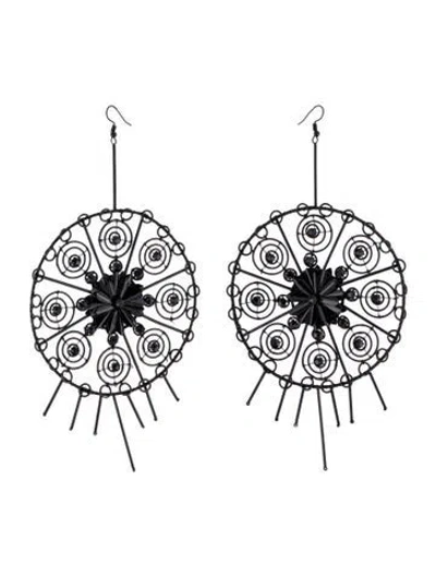 Pre-owned Cucculelli Shaheen Oversized Round Drop Earrings In Black